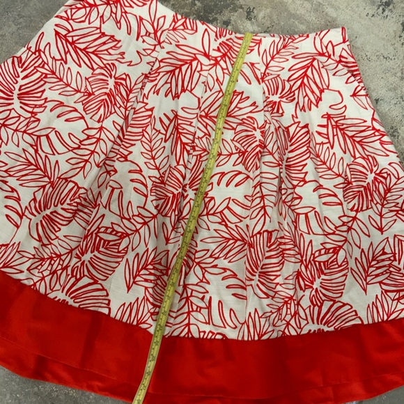 NWT Lane Bryant Plus Red Orange Ivory Floral Box Pleated Circle Skirt - OBO - Picture 5 of 9